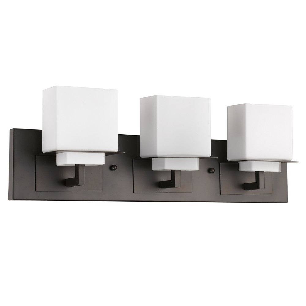 Rampart 3-Light Oil-Rubbed Bronze Vanity Light With Etched Glass
