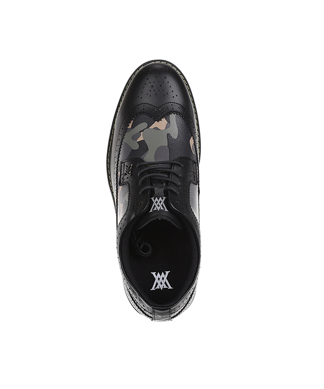 Men's Camo Wingtip Brogue Shoes - Black
